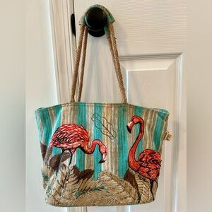 Paul Brent Canvas Flamingo Tote Bag purse